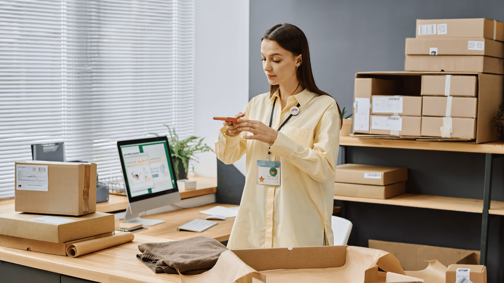 Warehouse worker organizing inventory