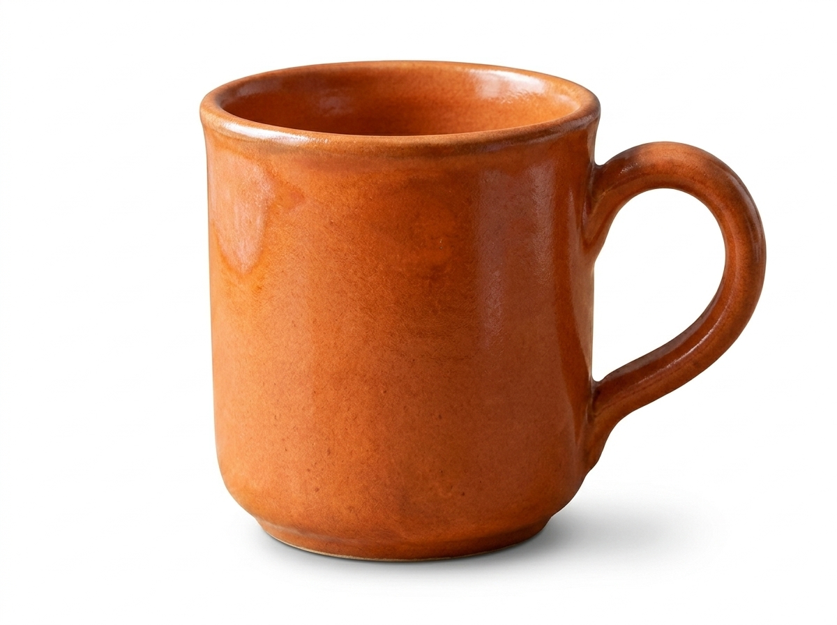 Terracotta mug on a white background, ready for listing