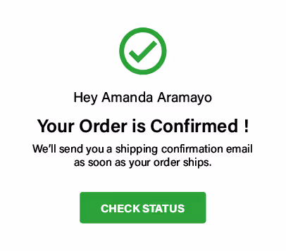 Order confirmation notification card